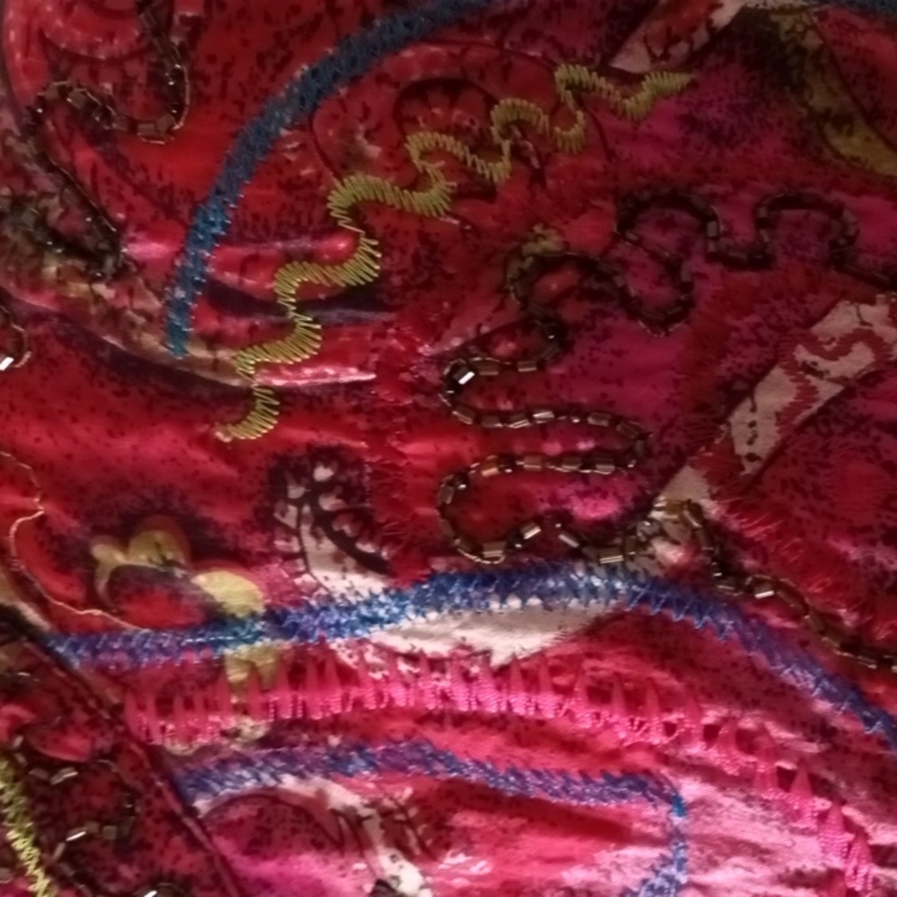 Chico's silk beaded size 2 red and gold jacket.Wearable Art, Silk, Beading, Embr - Picture 5 of 10